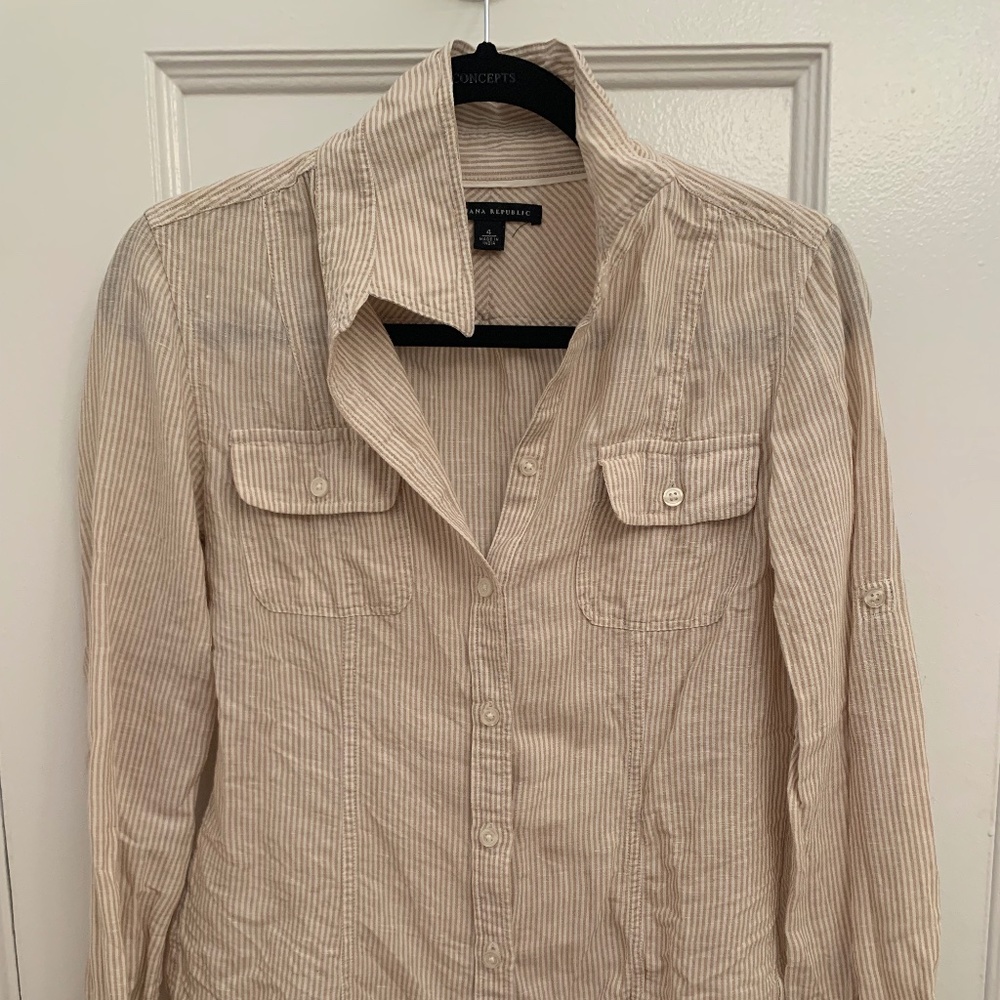 Tan Banana Republic Button Down Top